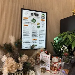 Menu on the wall