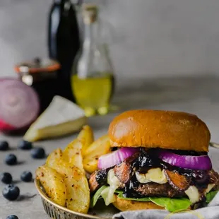 Brie and Bacon Burger with Blueberry Jam