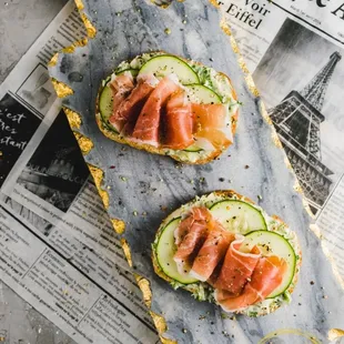Smoked Salmon and Cucumber Tartine