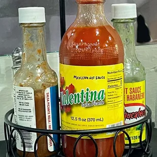 a variety of condiments