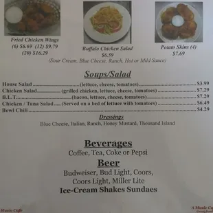 a menu for a restaurant