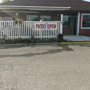the entrance to the restaurant