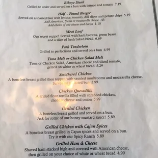 menu