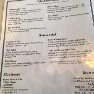 menu
