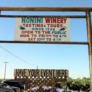 a sign for tasting tours