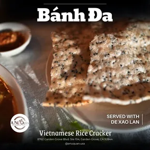 Bánh Đa - Vietnamese Rice Cracker served with Dê Xào Lăn - Stir Fried Goat &amp; Curry