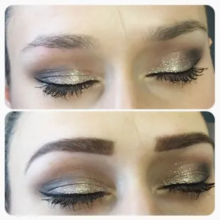 Beautiful eyebrows, before and after picture