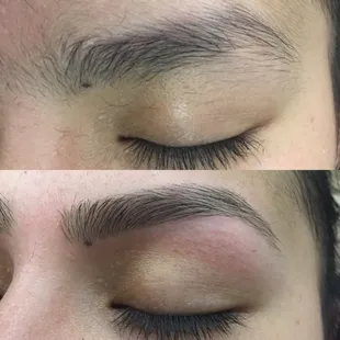 Eyebrows threading before and after picture
