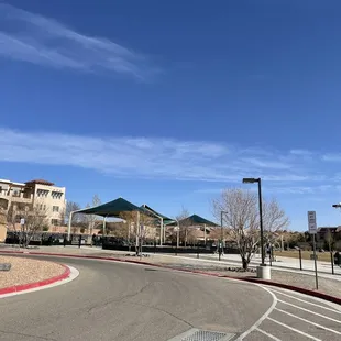 To the back of the park.