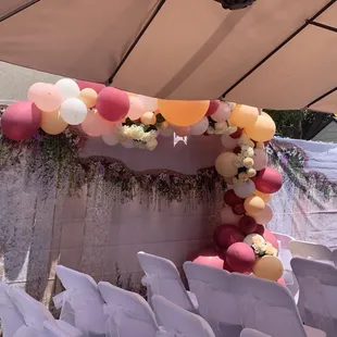 balloon arch wedding burgundy and beige