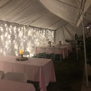 party inside the tent