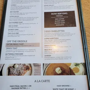 Breakfast menu
