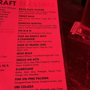 These drink names are outstanding, and our gallant bartender is too-tier!