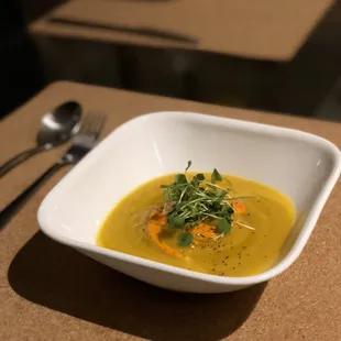 Vegan Soup: Butternut squash with calabrian chili oil