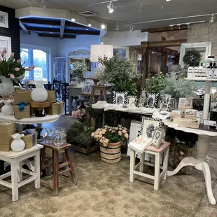 a wide view of a flower shop