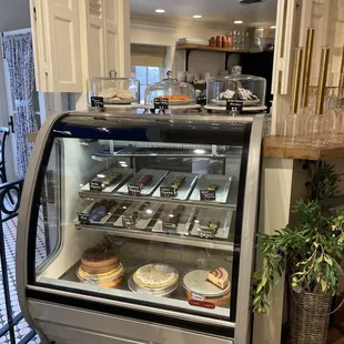 a display case of cakes