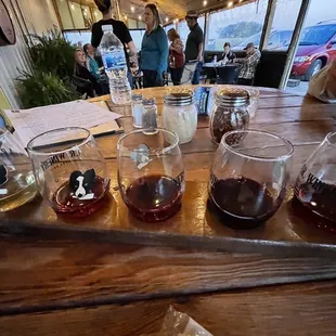 Wine flight in the outdoor seating area