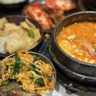various dishes of food