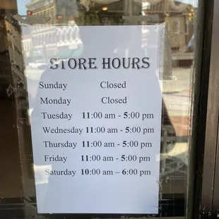 Hours as of 4/20/2021