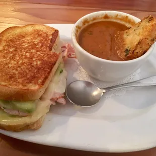 Turkey Avocado Melt with Tomato Basil Soup