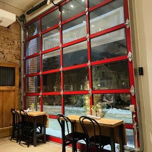 Interior seating in an old fire station