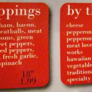 Pizza toppings