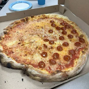 1/2 cheese, 1/2 pepperoni