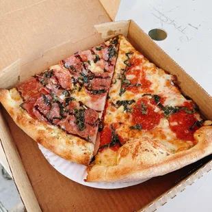 two slices of pizza