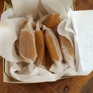 1/2 Lb of Handmade HONEY Caramels. No Cornsyrup.