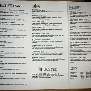 the menu