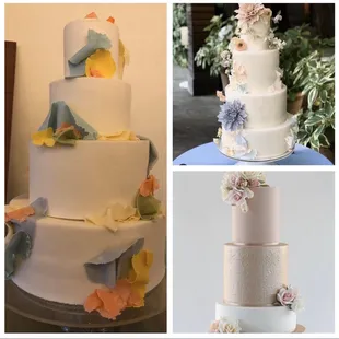Top right: her cake we picked as the inspiration. Bottom right: the color reference we provided Left: the cake she delivered