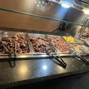 BBQ station with teppanyaki to the left