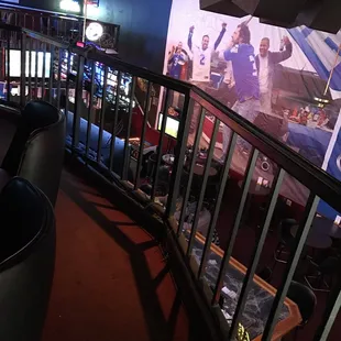 Upstairs view to downstairs bar area.