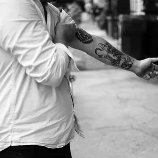 Cassady shows us his tats.