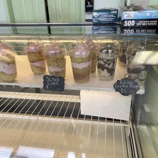 a display case of desserts