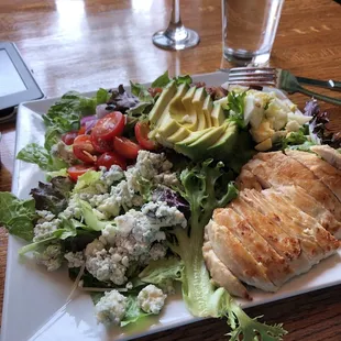 Cobb Salad with a glass of Phantom Chardonnay