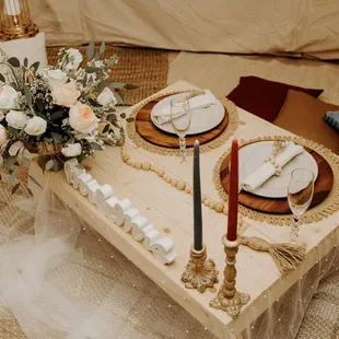 Elopement inside of bell tent