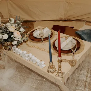 Elopement inside of bell tent