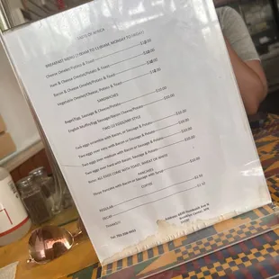 menu