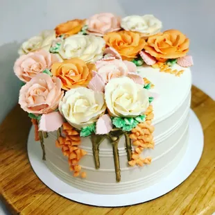 a cake decorated with flowers