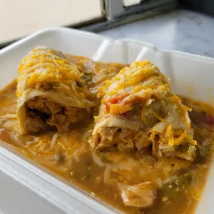 Smothered chicken burrito
