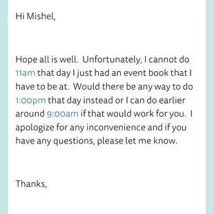 Can't keep appointments straight.