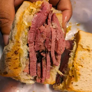 Corned beef, swiss cheese, russian, and sauerkraut combo