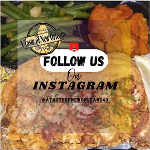 a plate of food with the words follow us on instagram