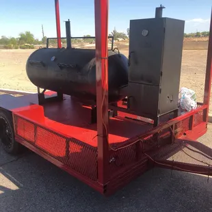 a bbq on a trailer