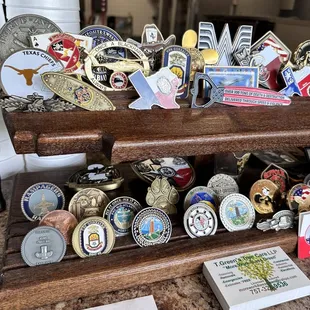 a display of badges