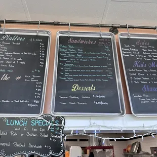 menus on a wall