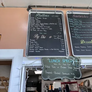 menus on the wall