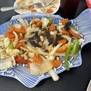 This was a fish dish but as you can see the fish is gone