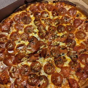Large pepperoni and onion